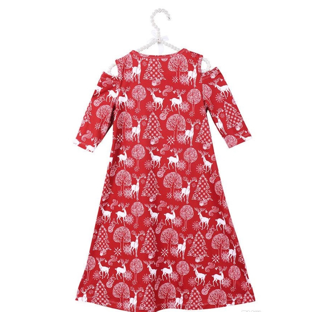 Girl's Red Christmas cold-shoulder dress Size 7-8